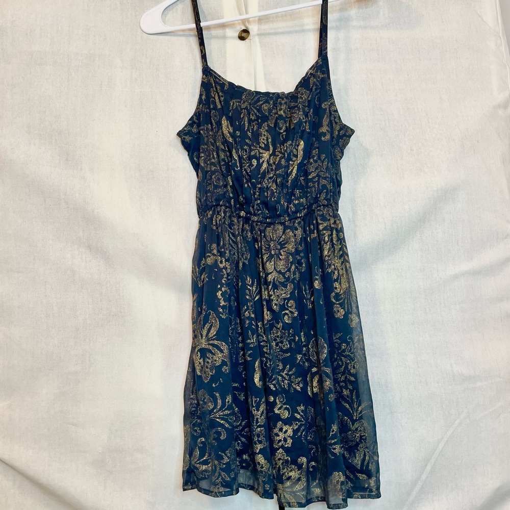A&F Formal Black and Gold Flower Mini Dress